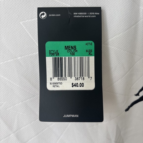 Jordan Men's Dri-FIT Long short sleeve Team Training Shirt white/black NWT - Picture 3 of 9